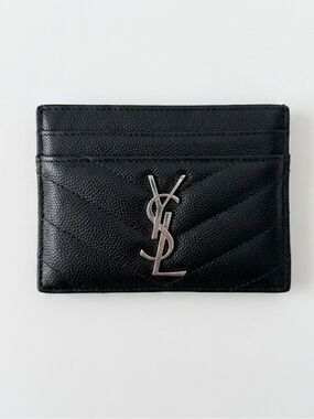 YSL CASSANDRE MATELASSÉ CARD CASE IN GRAIN DE POUDRE LEATHER